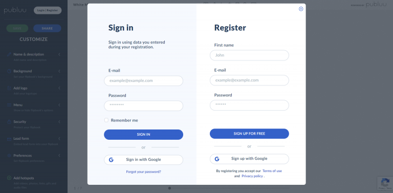 Sign in or register to Publuu