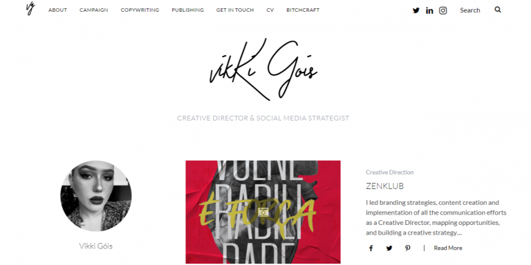 social media manager portfolio website example