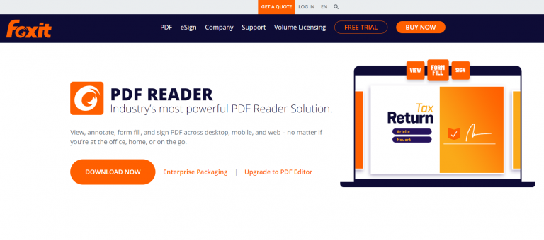 Foxit reader document viewer
