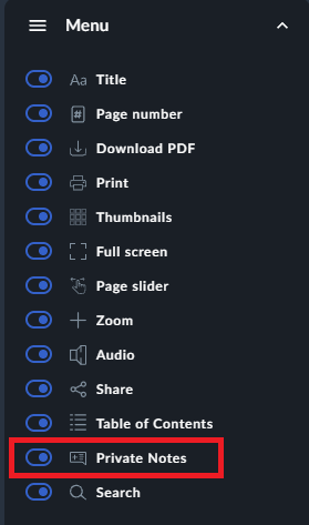 private notes tab