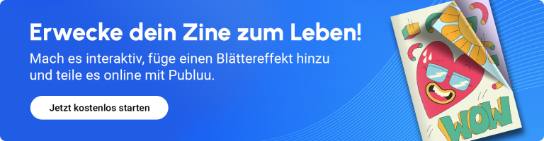 Erwecke dein Zine zum Leben! banner der dazu ermutigt ein zine interaktiv zu gestalten