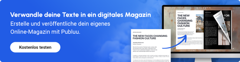 banner, das dazu ermutigt, ein online magazin zu erstellen
