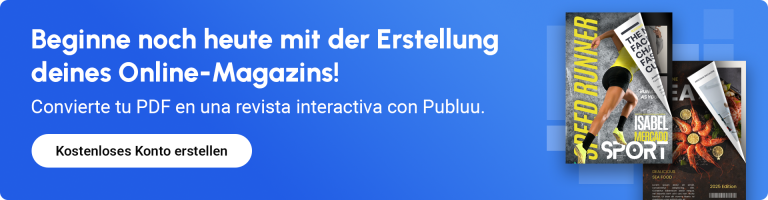 Beginne noch heute mit der Erstellung deines Online-Magazins! banner, der zur erstellung eines digitalen magazins auffordert