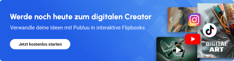 Werde noch heute zum digitalen Creator banner zur werbung für interaktive flipbooks von publuu