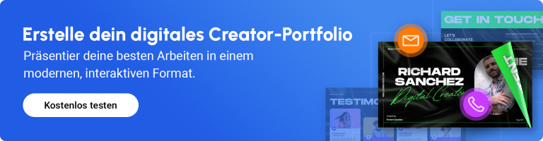 Erstelle dein digitales Creator-Portfolio banner, der zur erstellung eines digitalen portfolios anreg