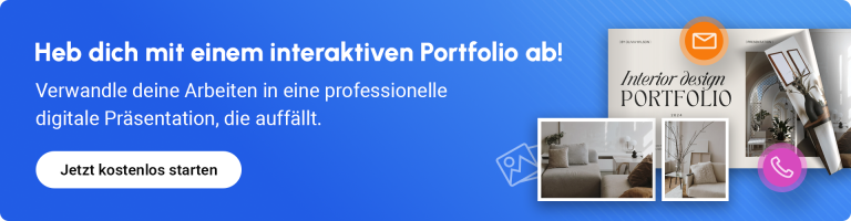 Heb dich mit einem interaktiven Portfolio ab! banner, der zur erstellung eines studentenportfolios anregt