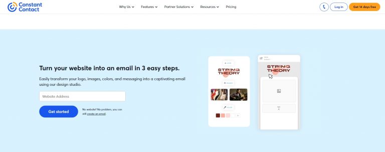 Website von Constant Contact