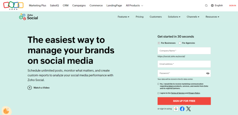 Zoho social media tool