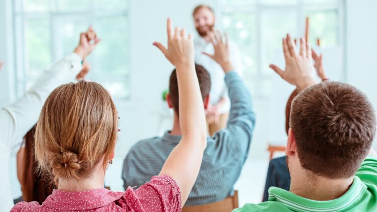 Audience engaged in presentation