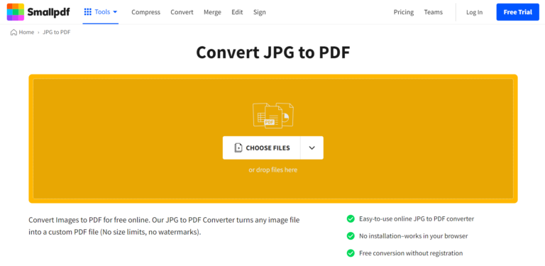 Smallpdf online converter jpg to pdf
