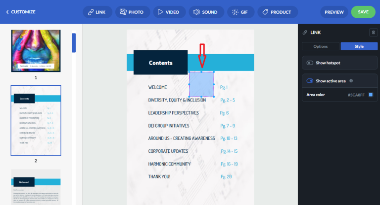 active area on
