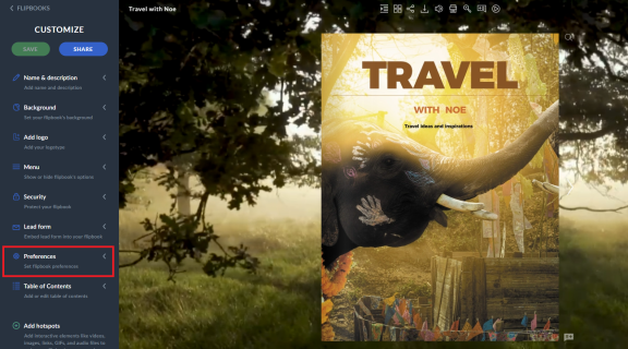 preferences customize