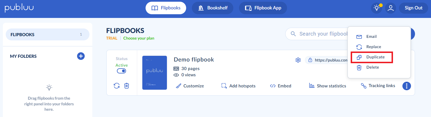duplicate flipbook