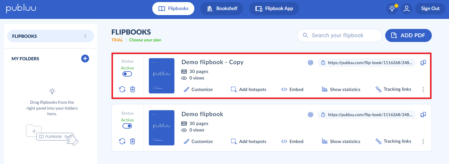 copy of a flipbook