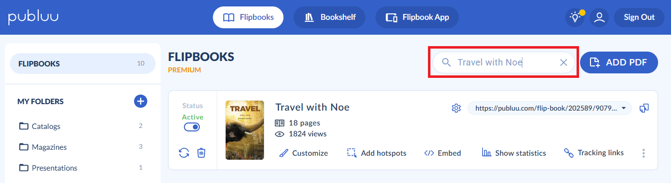 searching for a flipbook