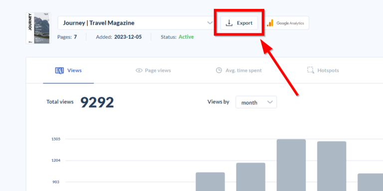 export flipbook statistics