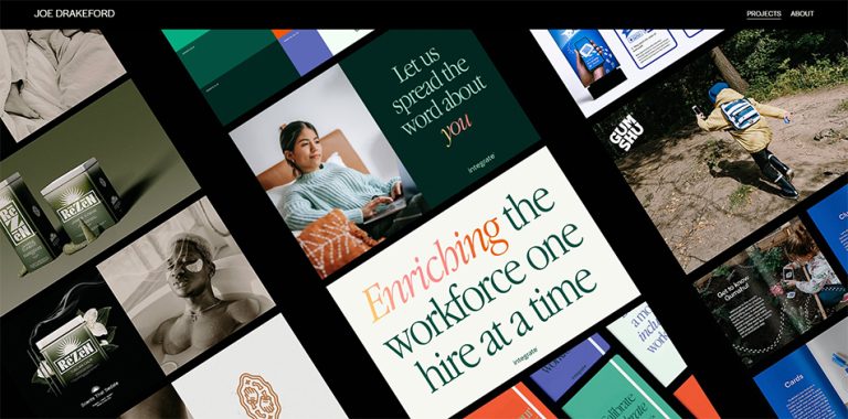 Joe Drakeford graphic design online portfolio example