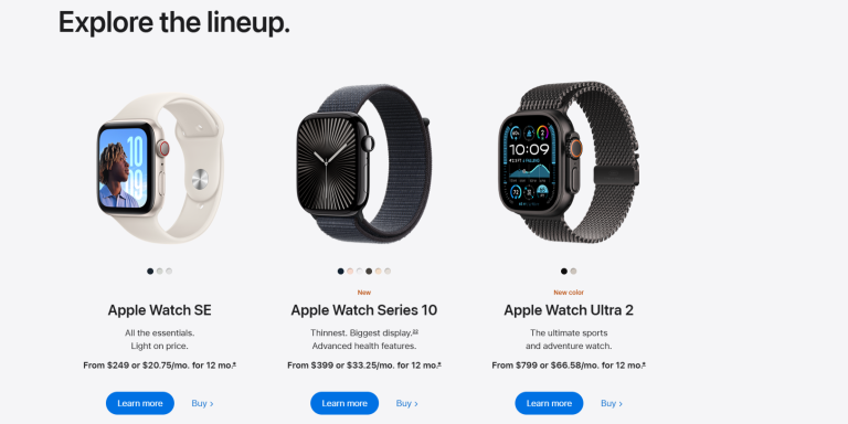 Apple product detail page