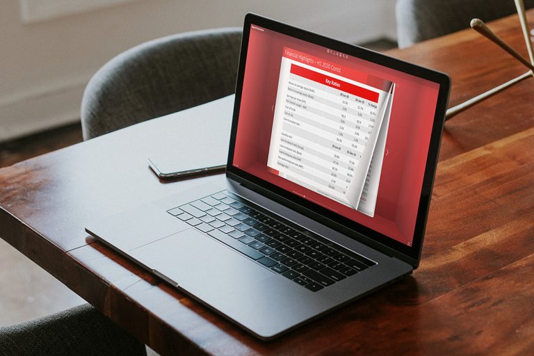 Flipbook presenting visuals in form of table