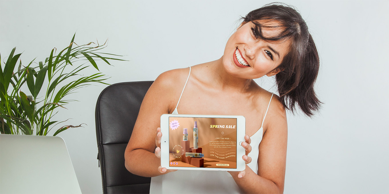 product promotion on tablet