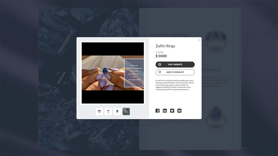 Product presentation presenting products in an engaging way within a flipbook