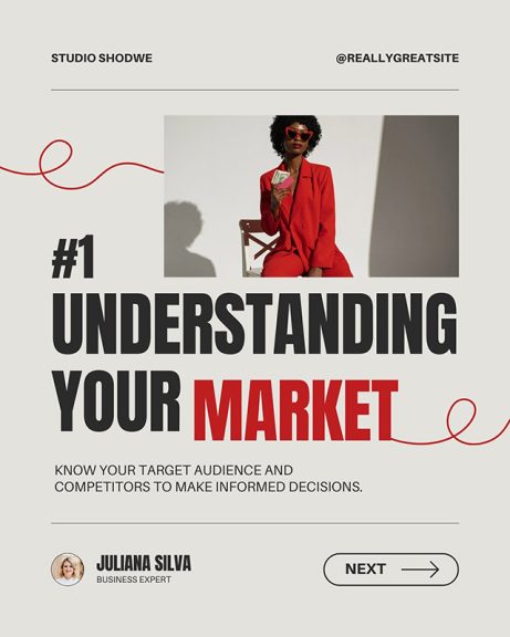 guía de estrategia empresarial en negro y rojo