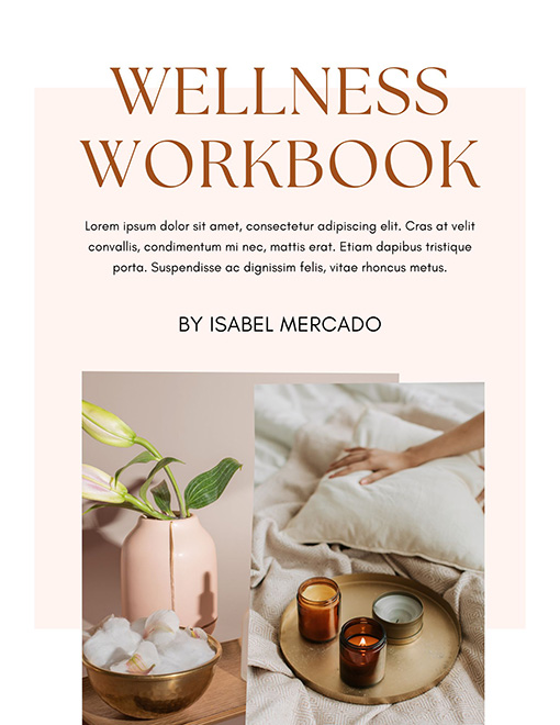 portada sencilla rosa y marrón de cuaderno de bienestar