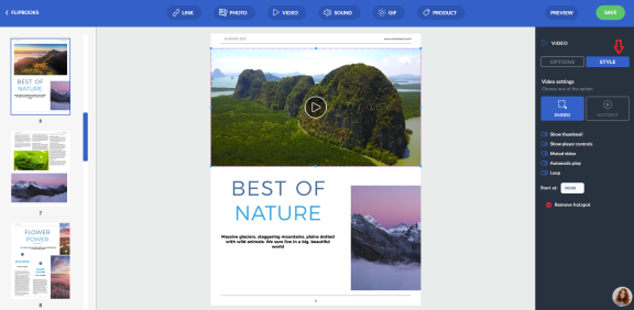 video style button in flipbook maker