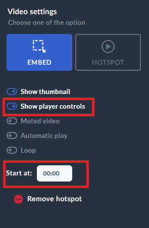players control on the video in flipbook maker