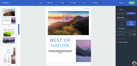 hotspot video in flipbook maker
