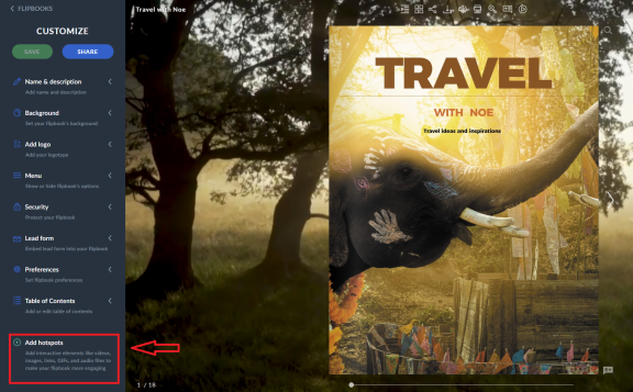 Ajouter des hotspots ajouter un bouton hotspot dans le créateur de flipbooks