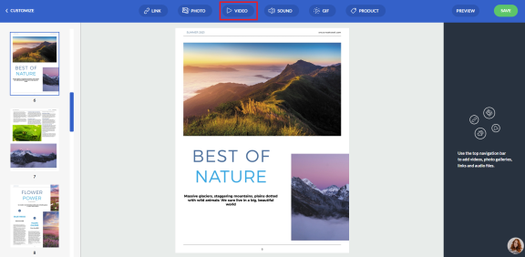 video button in flipbook maker