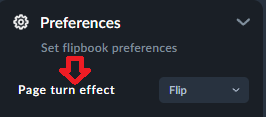 page turn effect section in flipbook maker