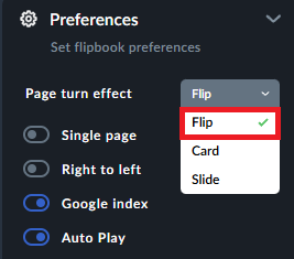 flip effect for flipbook pages
