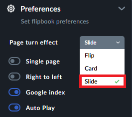 slide effect for flipbook pages