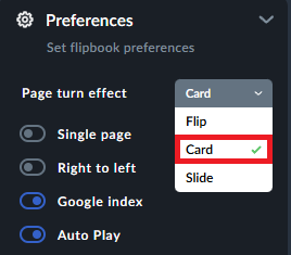 card effect for flipbook pages