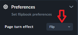 page turn effect dropdown menu in flipbook maker