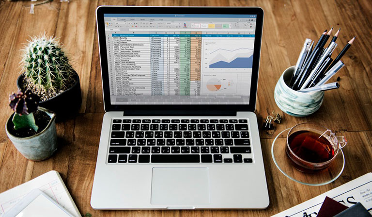 analyzing the data on a desktop