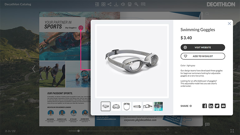 clickable product tags in an ecommerce catalog