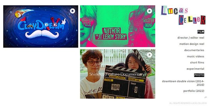 example of a video production interactive portfolio site