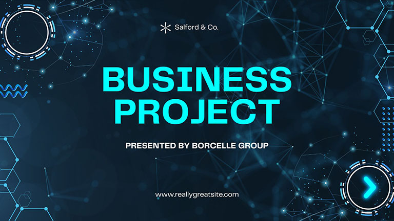 blue and black futuristic business plan presentation