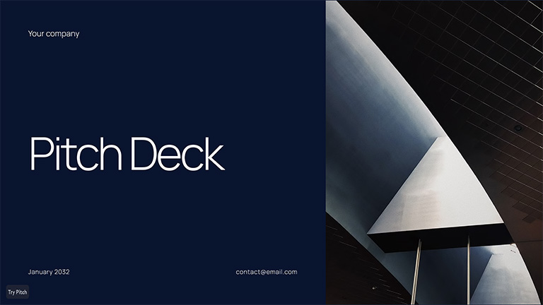 10 slide pitch deck for a business plan presentation