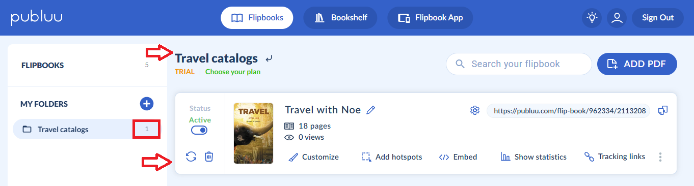 flipbook placed in the folder in the flipbook maker