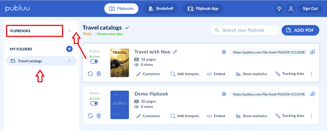 removing a flipbook from a folder in the flipbook maker