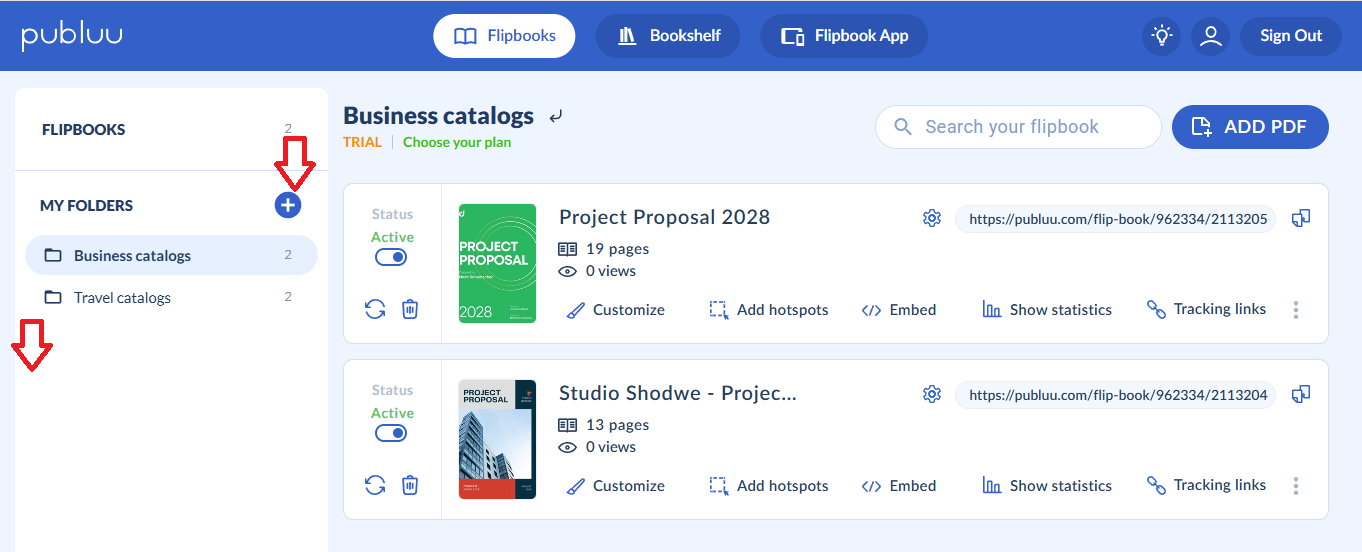 creating more folders in the flipbook maker