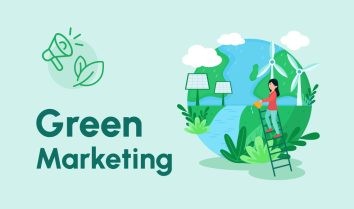 green marketing illustration with eco-friendly elements