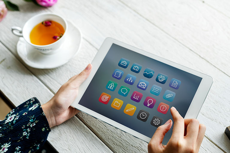 content management apps on a tablet