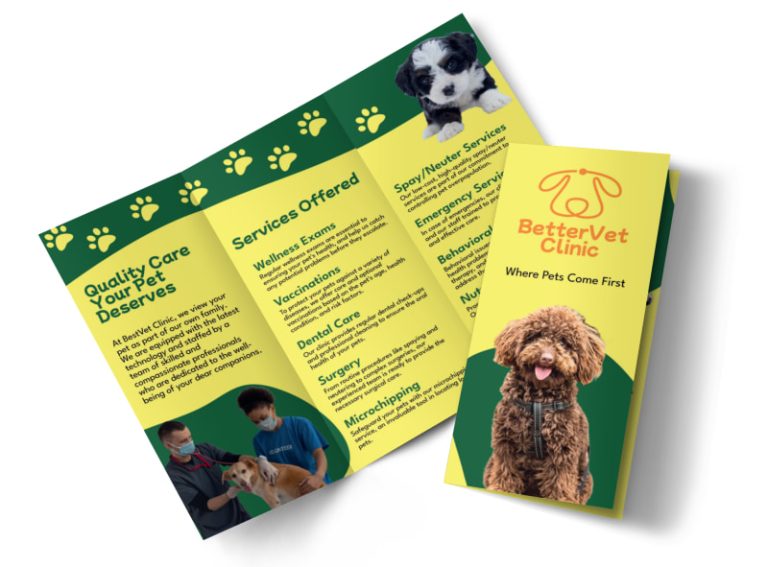 veterinarian trifold marketing brochure template