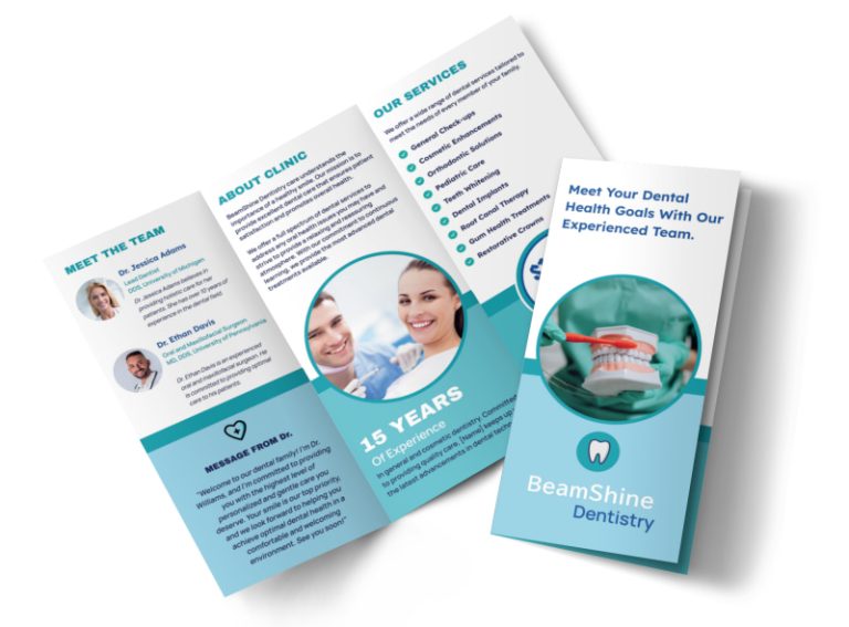 dental clinic trifold marketing brochure template
