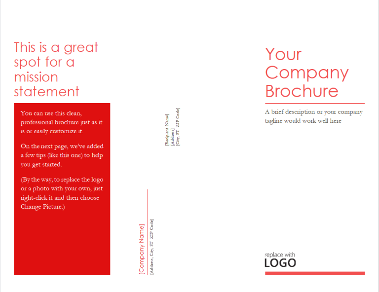 modern red accent marketing brochure template